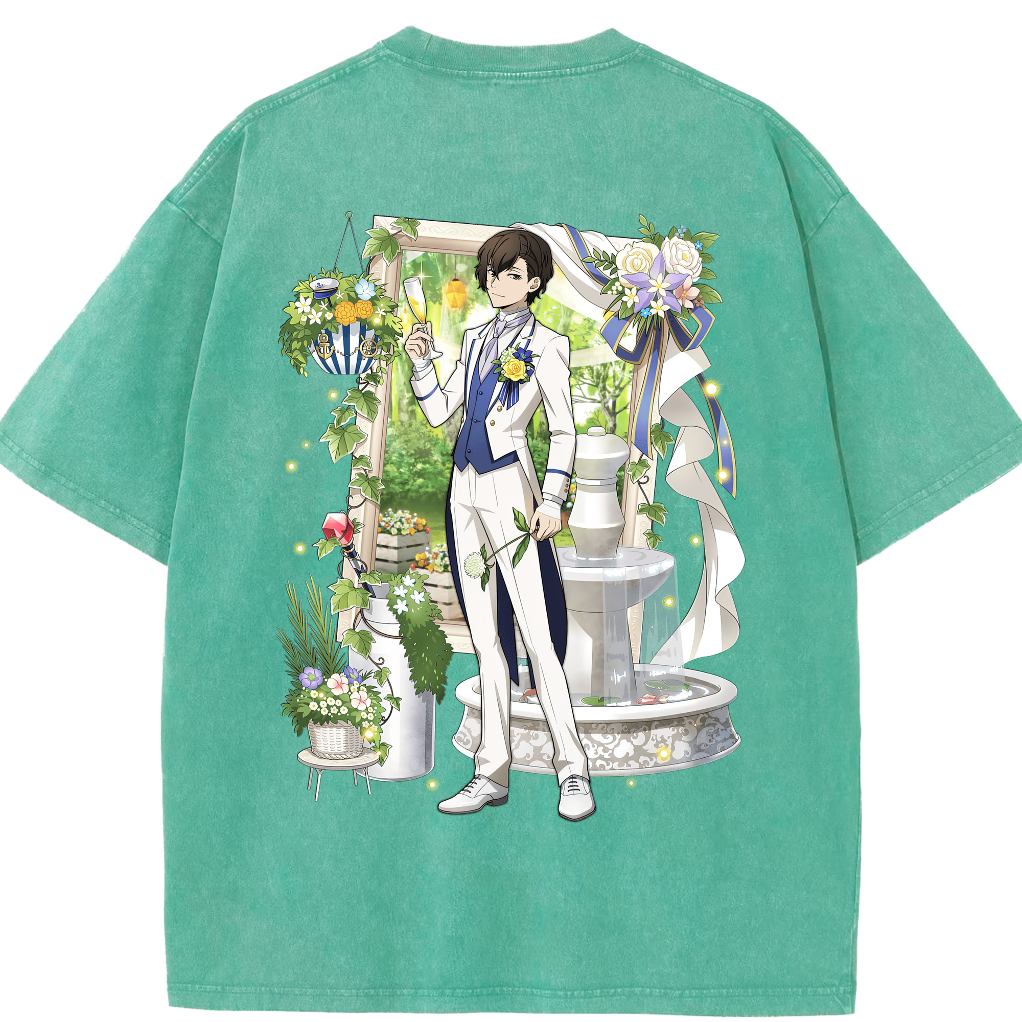 （画像用） 文豪ストレイドッグス Bungo Stray Dogs 綿100% ヴィンテージ風 半袖Tシャツ（背面プリント）